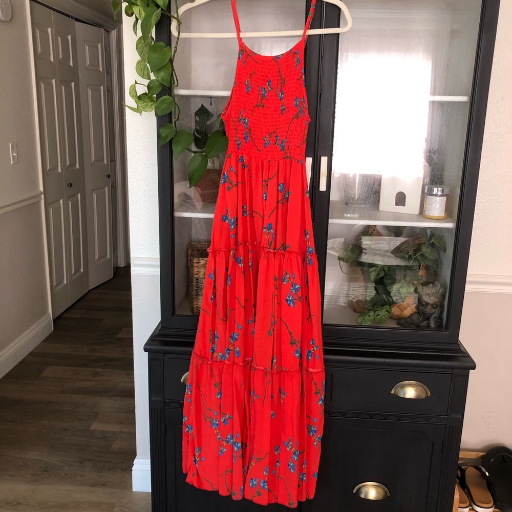 Red Floral Maxi Dress
